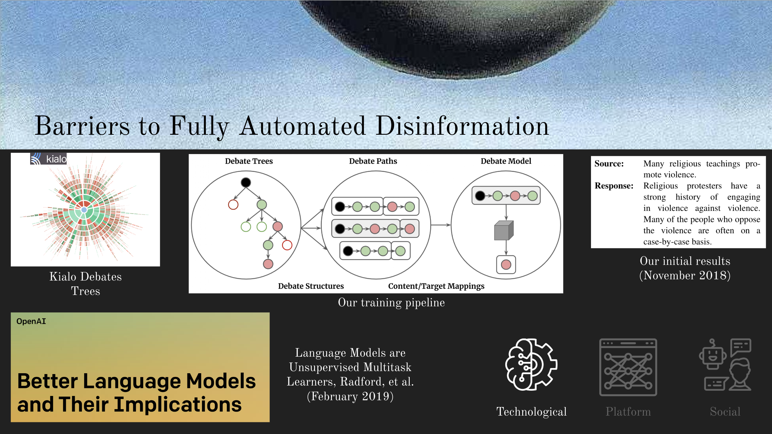 title slide: Barriers to Fully Automated Disinformation